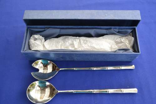 REDUCED Vintage Silver Plate Salad Servers - Boxed