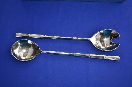 REDUCED Vintage Silver Plate Salad Servers - Boxed