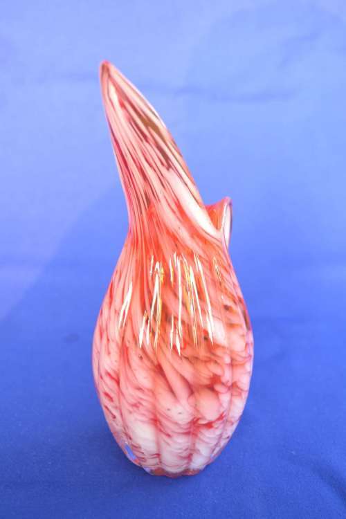 Murano Ribbed Spatter Glass Ewer Pitcher