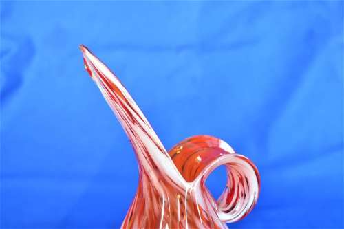 Murano Ribbed Spatter Glass Ewer Pitcher