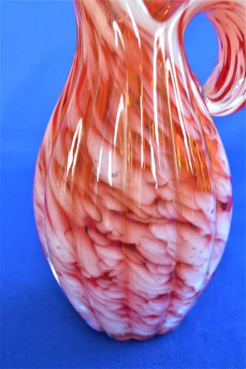 Murano Ribbed Spatter Glass Ewer Pitcher