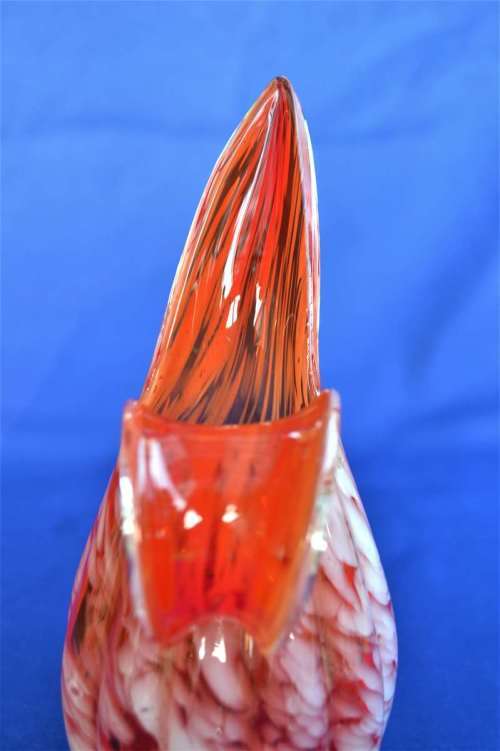Murano Ribbed Spatter Glass Ewer Pitcher