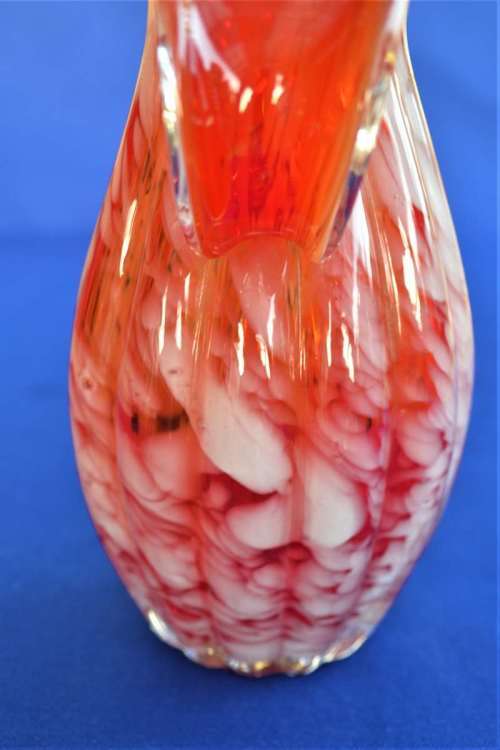 Murano Ribbed Spatter Glass Ewer Pitcher