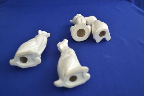 White porcelain Dog and Cat figures - Small