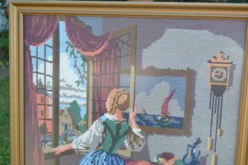 Vintage Tapestry- Framed behind Glass
