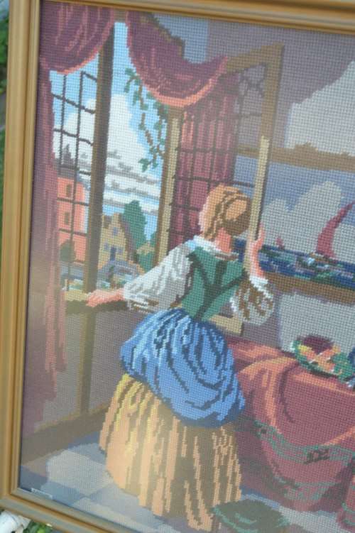 Vintage Tapestry- Framed behind Glass