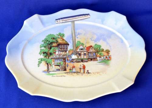 Sandland Ware "Down Somerset Way" Cake/Biscuit Plate with Handle c1940's