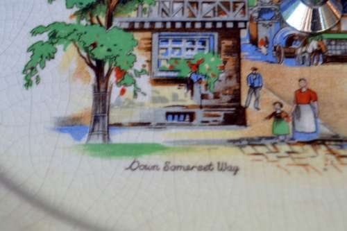 Sandland Ware "Down Somerset Way" Cake/Biscuit Plate with Handle c1940's