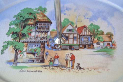 Sandland Ware "Down Somerset Way" Cake/Biscuit Plate with Handle c1940's