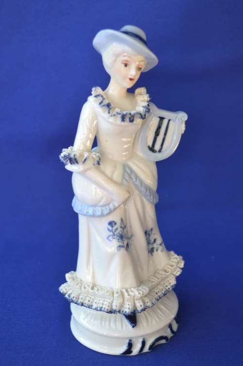 Vintage Blue and White Porcelain Figurine