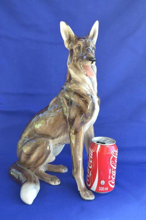 Wien Keramos Austria  ~ Large Vintage Porcelain German Shepherd Dog Figurine