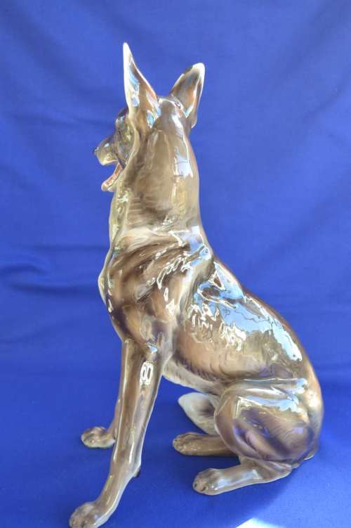 Wien Keramos Austria  ~ Large Vintage Porcelain German Shepherd Dog Figurine