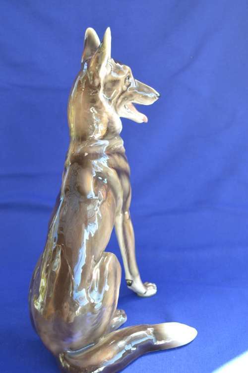 Wien Keramos Austria  ~ Large Vintage Porcelain German Shepherd Dog Figurine