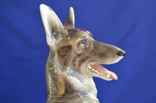 Wien Keramos Austria  ~ Large Vintage Porcelain German Shepherd Dog Figurine