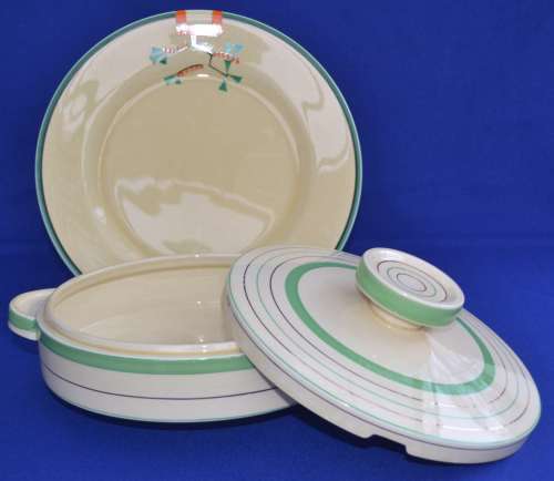 Clarice Cliff Vegetable Tureen and Bizarre Ravel Plate