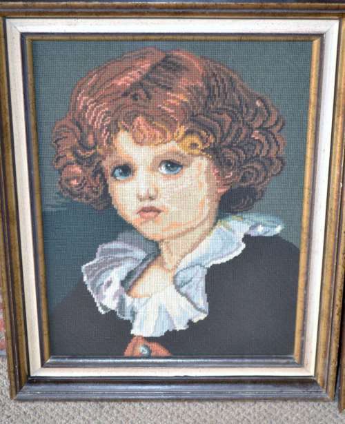 Pair of Framed Vintage Tapestries - The Red Boy