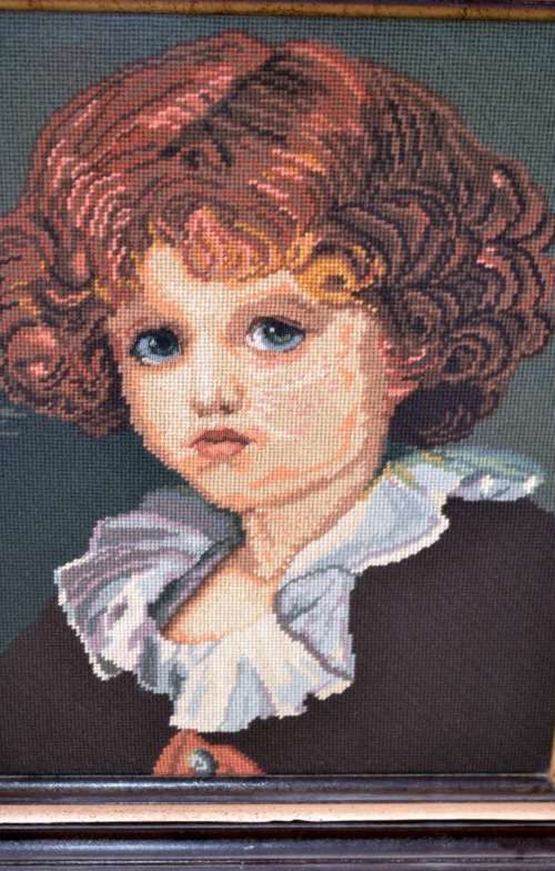 Pair of Framed Vintage Tapestries - The Red Boy