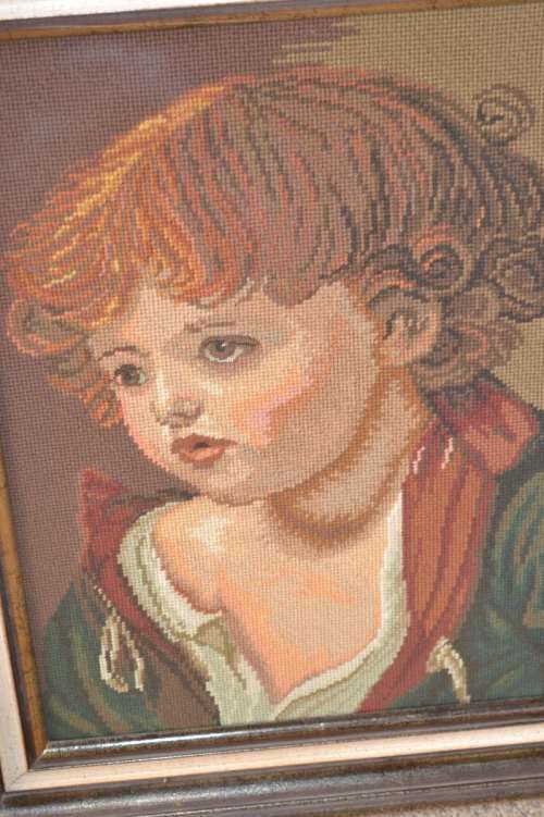 Pair of Framed Vintage Tapestries - The Red Boy
