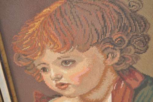 Pair of Framed Vintage Tapestries - The Red Boy