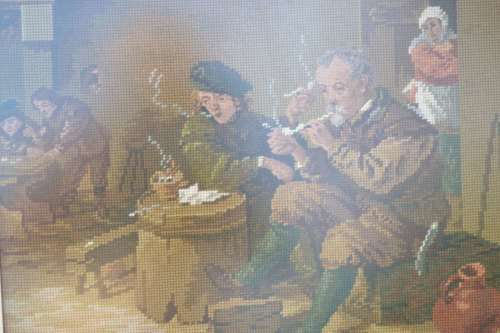 Vintage Tapestry "Smokers'" Framed
