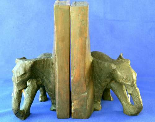 Bookend Hand Carved Eliphants