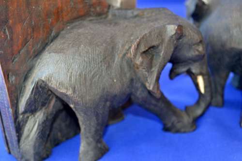 Bookend Hand Carved Eliphants