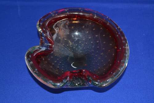 Murano Bullicante Controlled Bubbles Art Glass Ashtray