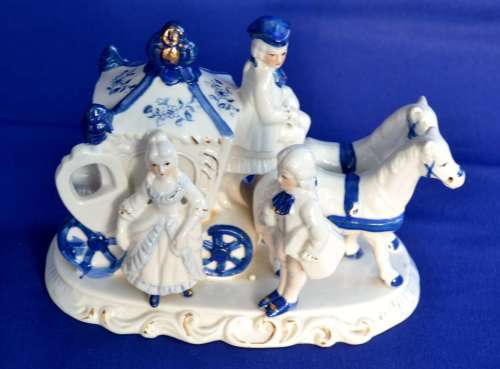 Vintage Blue and White Porcelain Group "Cinderella"