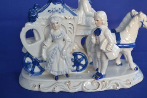 Vintage Blue and White Porcelain Group "Cinderella"