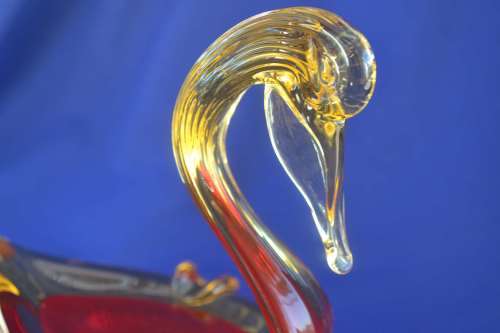 Murano Style Red and Amber Studio Glass Ashtray