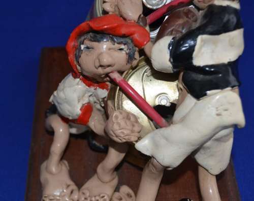 Vintage Beer can and Clay Figure bar Art