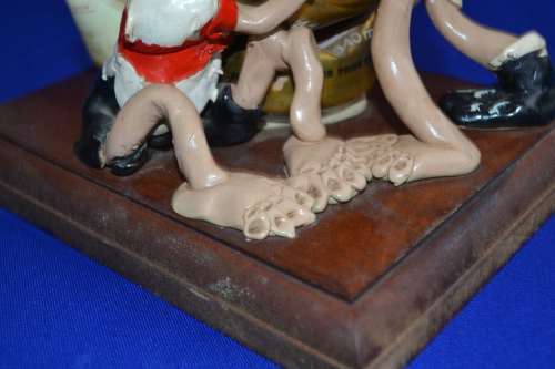 Vintage Beer can and Clay Figure bar Art
