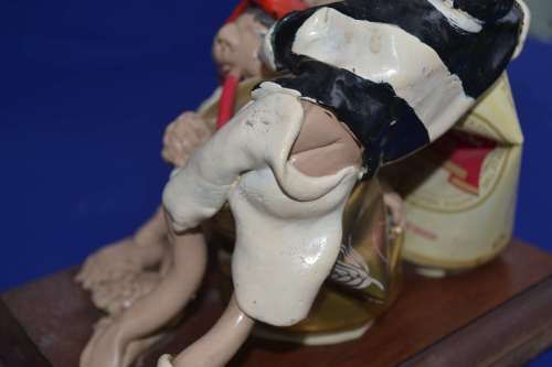 Vintage Beer can and Clay Figure bar Art
