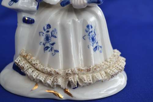 Leonardo Collection Blue and White Dresden Style Porcelain Group