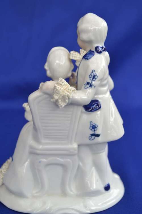 Leonardo Collection Blue and White Dresden Style Porcelain Group