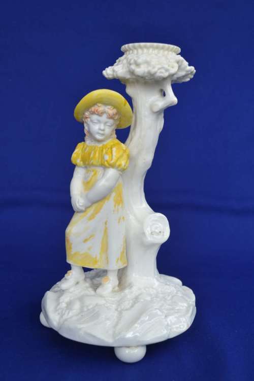 Royal Worcester Antique Young Girl Figure Candle Holder