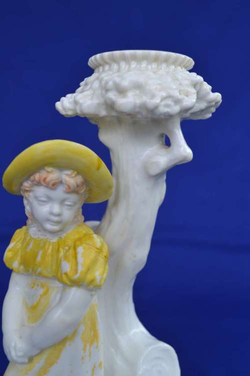 Royal Worcester Antique Young Girl Figure Candle Holder