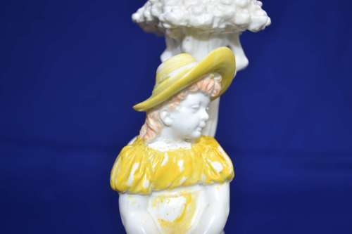 Royal Worcester Antique Young Girl Figure Candle Holder