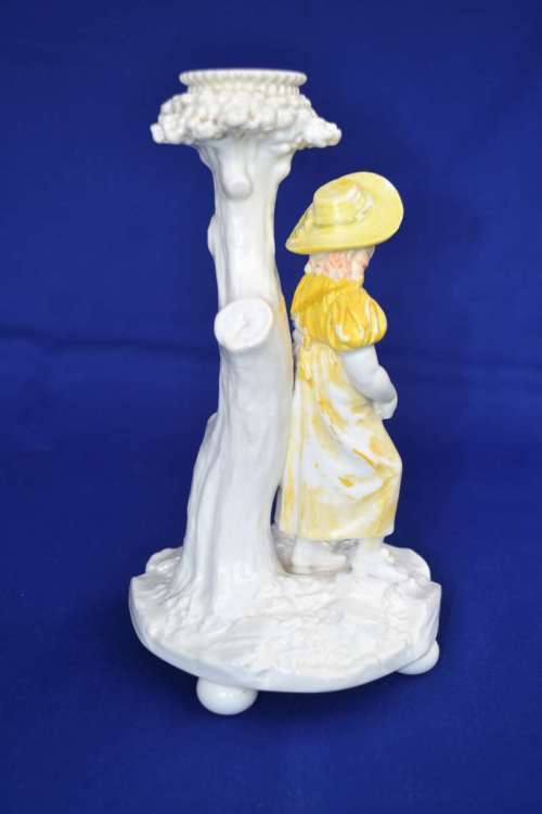 Royal Worcester Antique Young Girl Figure Candle Holder