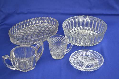 Clear glass Bowls and Jugs - Five Pieces