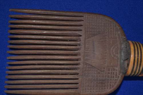 True Vintage Antique African Comb, Cotton Spool and Small Container