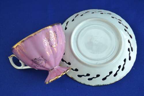 Regency Fine Bone China Lustreware FootedTea Cup and Lattice Design Saucer