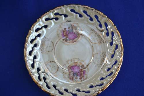 Regency Fine Bone China Lustreware FootedTea Cup and Lattice Design Saucer - Two