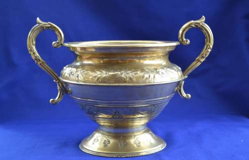 Large Vintage Brass Bowl - Footed and Double Handled