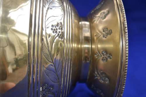 Large Vintage Brass Bowl - Footed and Double Handled