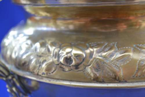 Large Vintage Brass Bowl - Footed and Double Handled