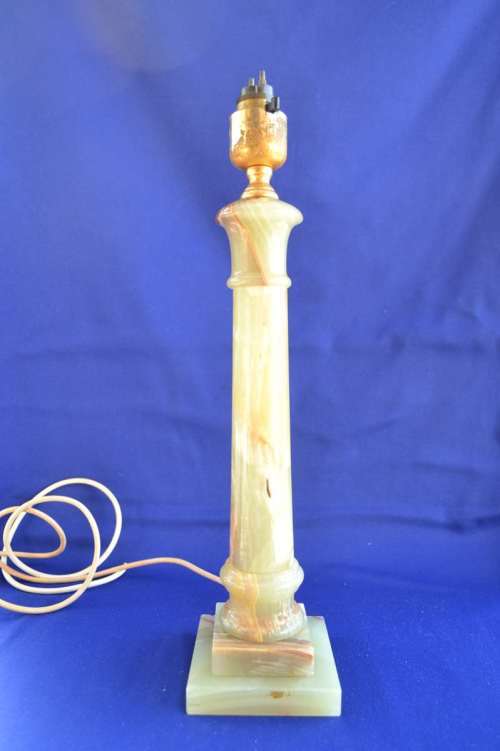 Vintage Alabaster Column Lamp - No Shade