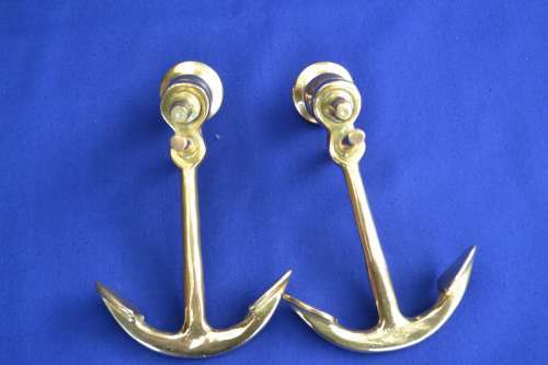 Pair of Brass Anchor Candle Holders