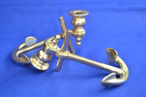 Pair of Brass Anchor Candle Holders