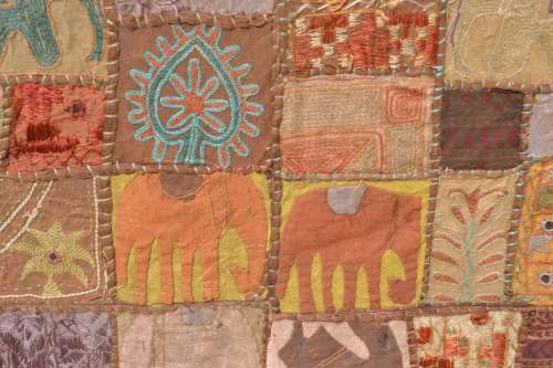 Large Vintage Handmade Patchwork Wall Hanging